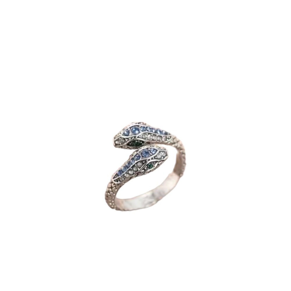 Silver Snake Wrap Ring with Green and Blue Gemstones